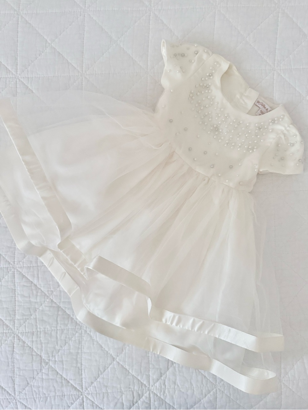 NEW 2T Harlow & Rose Kids Ivory Pearl Embellished Tulle Dress NWOT